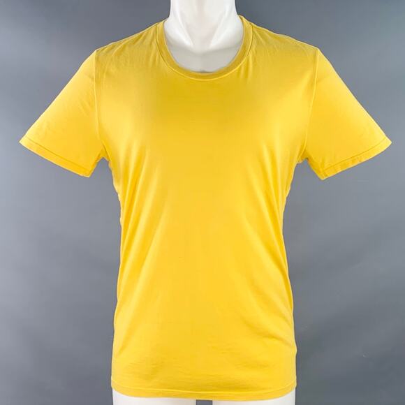 MAISON MARTIN MARGIELA Size M Yellow Cotton Side Snaps Crew Neck T-shirt - Picture 1 of 14